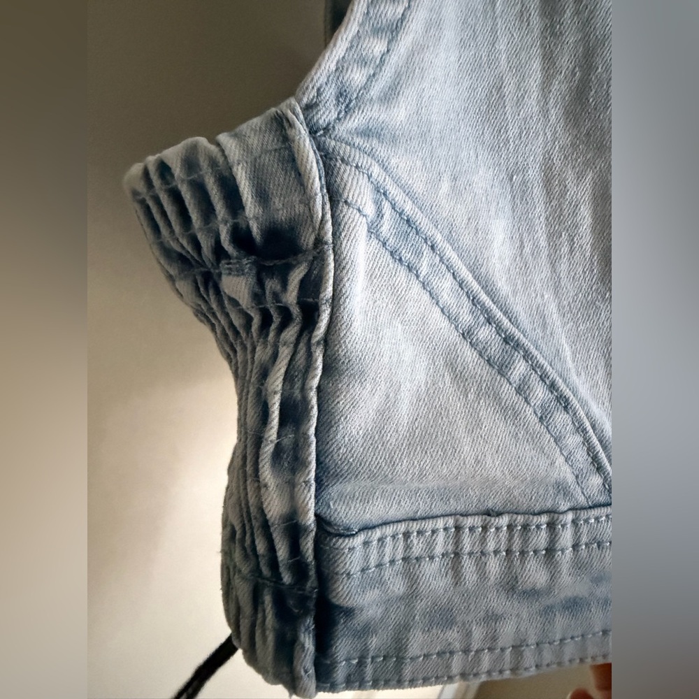Two 2 fly Light Wash Denim Crop Overall Top with Silver Buckles buttercup s/m - Picture 7 of 9